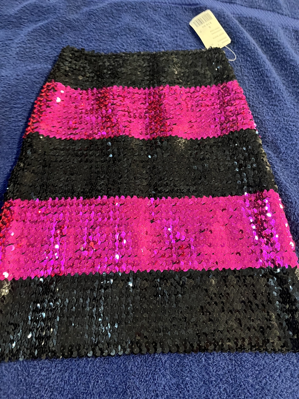 Forever 21 Hot Pink and Black Sequin Mini Skirt Stretch S